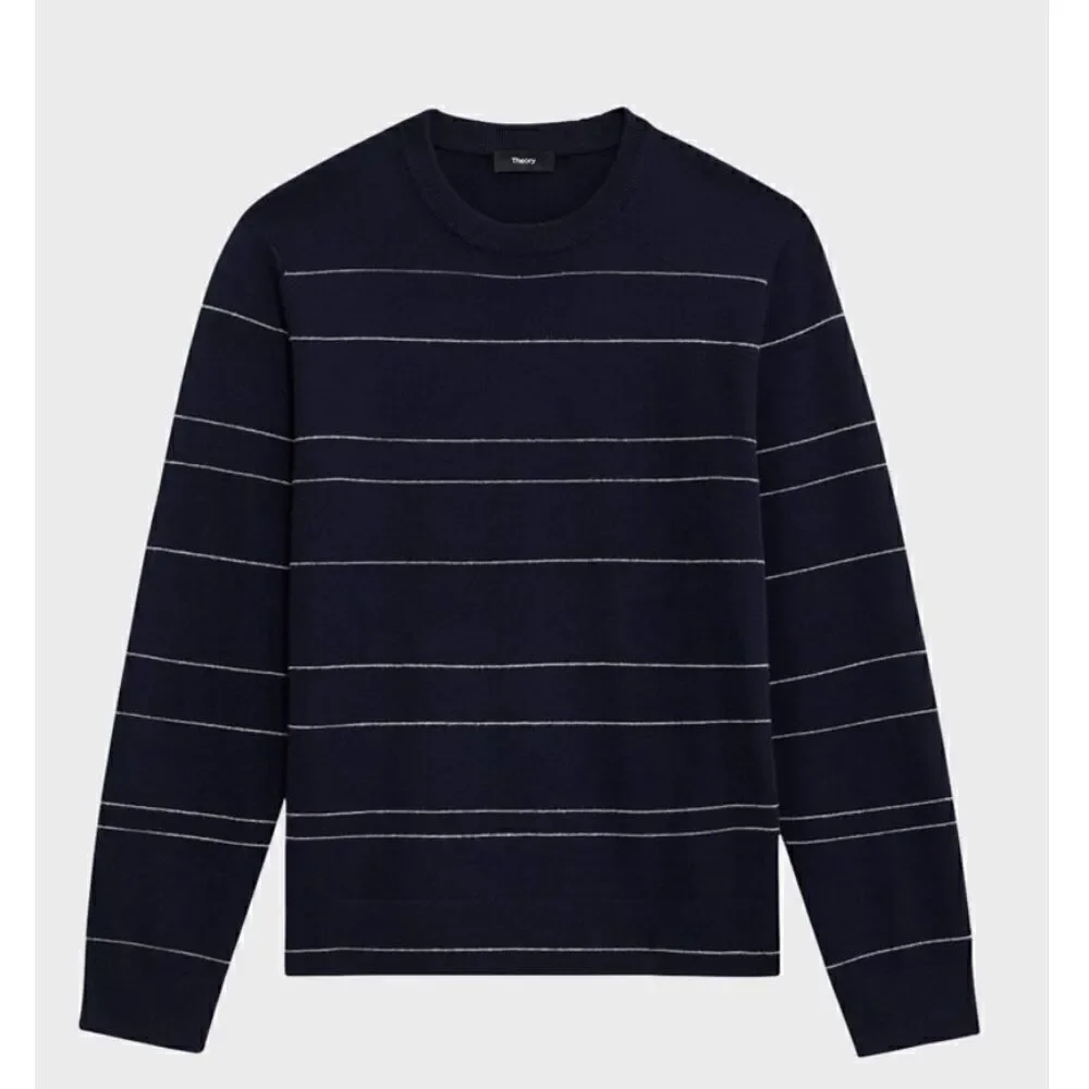 Theory Men's Kenny Striped Wool Sweater in Navy Stripes NWT Size XXL
